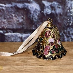 Cloisonné Enameled Ornament Molded Coppe Bell with Grapes And Flowers NYCO